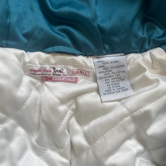 Triple Five Soul- Essentials Puffer Jacket in Turquoise - Size Small - Picture 8 of 8